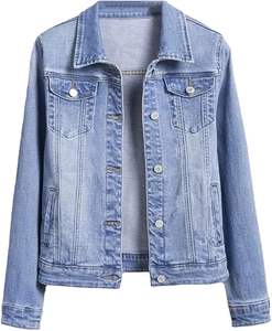 เสื้อแจ็กเก็ตยีนส์วินเทจสำหรับผู้หญิงสไตล์วิคทอเรียแขนยาวใส่ลำลองเสื้อคลุมสั้นระบายอากาศผ้าฝ้าย - Product Image 3