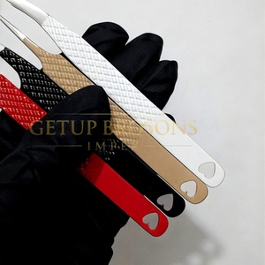 Pince à épiler pour extensions de cils GETUP BROSONS IMPEX, revêtement poudré, découpe en forme de cœur, acier inoxydable, pointe lisse, anti-magnétique, vente en gros - Product Image 5