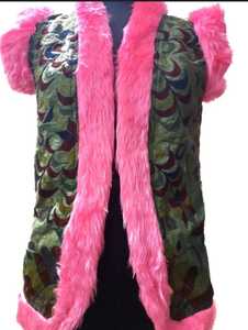 Chaquetas de piel sintética sin mangas para mujer, chaqueta Bohemia con cuentas totalmente a mano, 2022 - Product Image 3