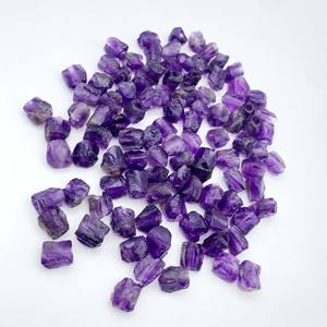 Piedra preciosa suelta perforada de amatista natural, piedra natal del mes de febrero, suministros de 8-10mm, piedra preciosa hecha a mano cruda para hacer joyas - Product Image 6