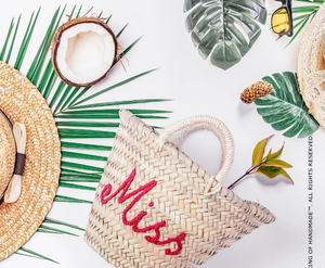Panier personnalisé tendance, sacs pour enterrement de vie de jeune fille, sacs en paille personnalisés, sac de plage personnalisé, sac fourre-tout en paille - Product Image 1