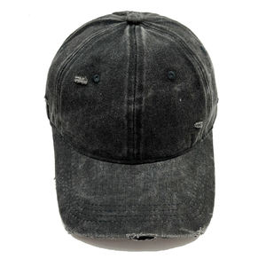 Sombrero de papá negro ajustable de algodón vintage unisex al por mayor gorras deportivas desgastadas gorra de béisbol lavada en blanco - Product Image 1