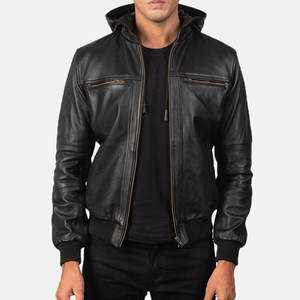 Nouveauté 2025 Vêtements pour hommes Veste à fermeture éclair en cuir pour hommes avec capuche Meilleure vente Made in Pakistan Veste en cuir pour hommes à vendre en ligne - Product Image 6