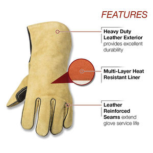 ถุงมือเชื่อมสำหรับผู้ใหญ่ย้อมสีผิวเรียบสีดำและสีผิวสำหรับเยาวชน - Product Image 2