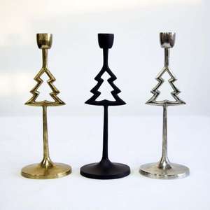 Juego de 3 portavelas de metal con base de madera y madera con acabado en polvo negro con forma y tamaño personalizados para obtener la mejor tarifa - Product Image 5