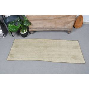 Tapis turc moderne vintage 19 'X 49' beige Oasis en laine tissée à plat avec motif patchwork pour décorations de salon - Product Image 1