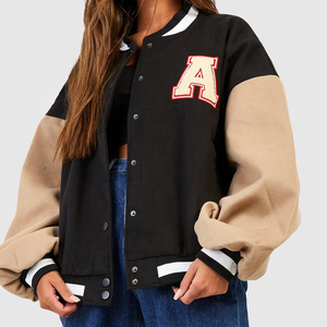 Veste universitaire unisexe de haute qualité, mélange de laine, manches en simili cuir, option de logo personnalisé, broderie personnalisée, équipe, école - Product Image 1