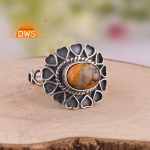 Meilleure vente de bague en argent sterling oxydé Mojave cuivre bourdon turquoise avec pierres précieuses fabricant de bijoux personnalisé - Product Image 2