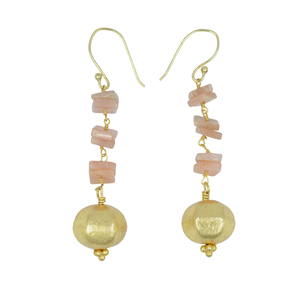 Women's Boho Style Sunstone Gemstone Earrings Gold Plated Hook and Stone Drop Direct Shipping by Indian Supplier - Product Image 2