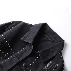 Nouvelles vestes en jean pour hommes tendance, vestes en jean coupe-vent pour hommes, vestes en jean à strass pour hommes très vendues, matière solide - Product Image 3