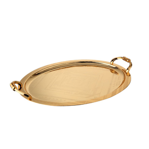 Plateaux en laiton à succès avec poignée, forme personnalisée, plaqués or, pour servir les aliments sur table, utilisés dans les hôtels et les mariages - Product Image 3