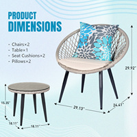 Chaise de bistrot d'extérieur moderne et durable en rotin tressé, imperméable, pour balcon, patio, salle à manger, salon, parc - Collection Leisure Life