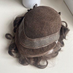 Perruque Yinshun pour hommes, style <span class=keywords><strong>pompadour</strong></span>, texture lisse, base de type Hollywood, système de remplacement capillaire, toupet pour hommes, solution pour la calvitie - Product Image 2