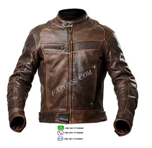 Veste en cuir véritable pour homme, style motard usé, café racer, moto, prix de gros, OEM - Product Image 2