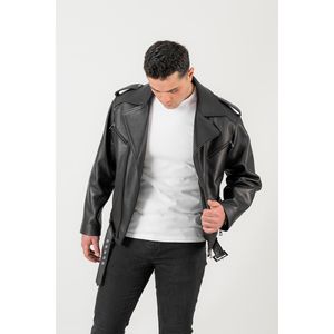 Dericlass Harvey giacca nera Oversize da uomo in vera pelle