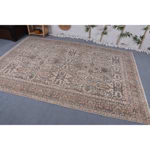 Alfombra turca Vintage Beige clásica de 6,7x9,7 pies, alfombra de felpa hecha a mano, Material de lana, diseño de retazos, pasillo Rectangular de látex, nuevo - Product Image 2