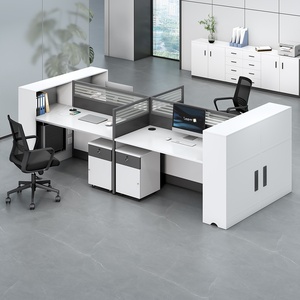 Modern Wooden Call Center Cubicle 4 Seater Modular Office Workstation Desk Open Plan Modular Staff Desktop <b>Computer</b> <b>Table</b> - Product Image 2