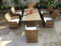 Ensemble de chaises de salle à manger modernes 6 places avec plateau en verre, cadre en aluminium, coussins en PU, hauteur réglable, fonction de refroidissement, pour la maison et le bureau