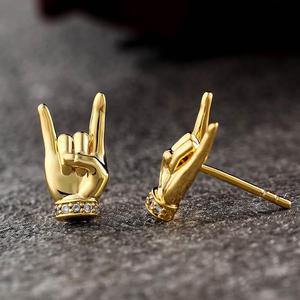 ต่างหูแบบติดหูรูปท่าทางร็อคแอนด์โรล Jeulia ทำจากเงินสเตอร์ลิงและโลหะผสม - Product Image 5