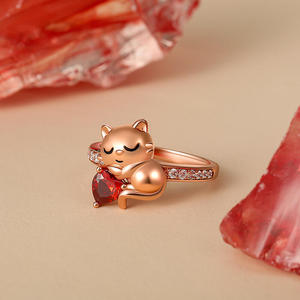 แหวนเงินแท้รูปหัวใจแมวนอนหลับแสนหวาน Jeulia Hug Me - Product Image 4