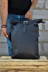 Custom Business Travel Shoulder Bag <b>Backpack</b> <b>Roll</b> Top Rolling <b>Backpack</b> Waterproof Casual leather Foldable <b>Backpack</b> LRTB-0016 - Product Image 5