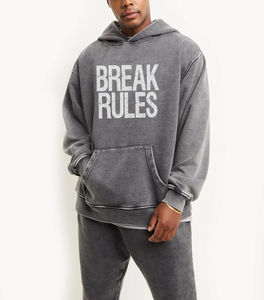 Sweat à capuche épais et surdimensionné vintage pour homme, effet délavé, personnalisé, brodé, respirant, 100 % coton - Product Image 1