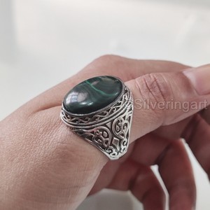 Wholesaler <b>Mens</b> <b>Ring</b> Natural Malachite Gemstone Birthstone <b>Ring</b> All Sizes Arabic Birthday Gift Jewelry 925 Sterling <b>Silver</b> <b>Ring</b> - Product Image 3