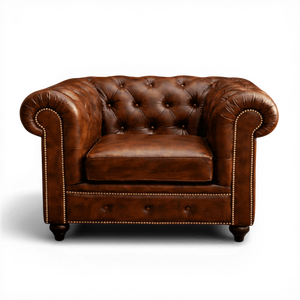 Sofá Chesterfield de Cuero Buffalo |   Asientos de Lujo Industriales para Hoteles |   Sillón Individual Comercial B2B con Marco de Madera y Tapizado a Mano Estilo Vintage - Product Image 5