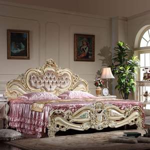 Cama King Size de Lujo Francesa, Estilo Antiguo y Elegante, Estructura de Madera Maciza, Diseño Moderno - Product Image 3