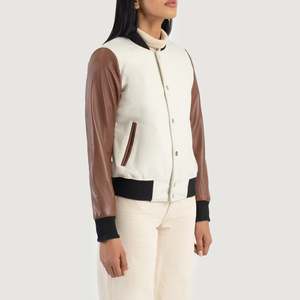 Veste de sport hybride blanche et marron pour femme Savant - Product Image 2