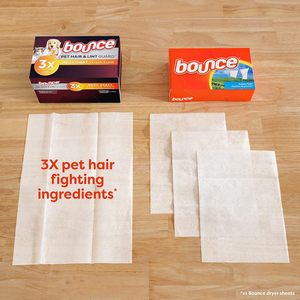 แผ่นดูดซับขนสัตว์และขุยผ้า Bounce Pet Hair and Lint Guard Mega Dryer Sheets, กำจัดขนสัตว์ได้ 3 เท่า, กลิ่นหอมสดชื่น, 130 แผ่น - Product Image 6