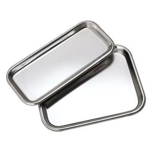 Plateau rectangulaire Plateau de table en métal Plateau de tasse en acier inoxydable fonctionnel moderne pour la cuisine à domicile - Product Image 1
