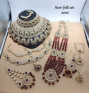 LATEST TRADITIONAL FASHIONABLE ANTIQUE DESIGNER BRIDAL <b>JEWELLERY</b> WITH GOLD PLATED & CZ BRIDEL WEDDING NECKLES <b>SET</b> for WOMEN. - Product Image 2