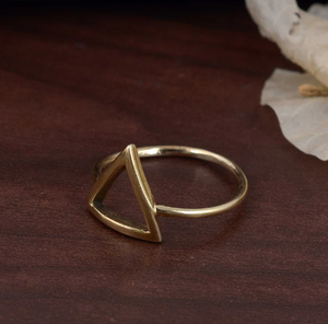 Venta caliente de moda triángulo geométrico anillo de latón joyería para mujer regalo personalizado para mamá pequeño anillo apilable - Product Image 4