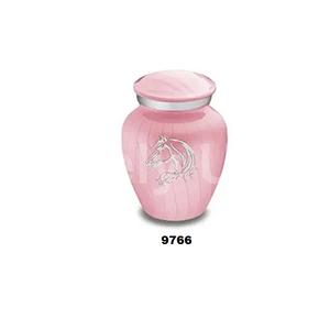 Recuerdo Embrace Horse Urna de cremación con grabado personalizado Pearl Light Pink Urn con bolsa de terciopelo gratis - Product Image 1