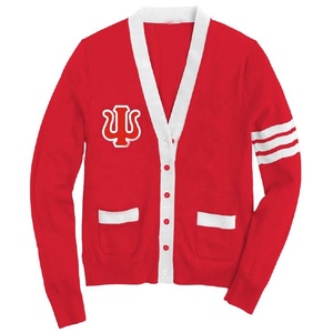 Pulls et cardigans universitaires personnalisés avec logo rouge et blanc, de qualité supérieure, à manches longues pour les sororités et les fraternités universitaires - Product Image 1