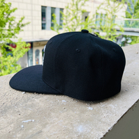 Gorra Snapback plana con logotipo bordado en 3D personalizado, gorra Snapback de baloncesto ajustada de algodón negro con espalda cerrada de 6 paneles para pesca