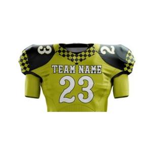 Ensemble de maillot et de pantalon de football américain personnalisé, jaune et noir à carreaux, imprimé, vêtements de sport d'équipe - Product Image 4