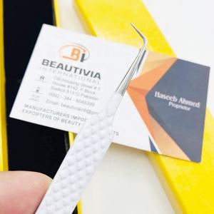 Pinzas de extensión de pestañas profesionales de acero inoxidable de 45 grados, herramienta de belleza sostenible, etiqueta privada probada a mano - Product Image 2