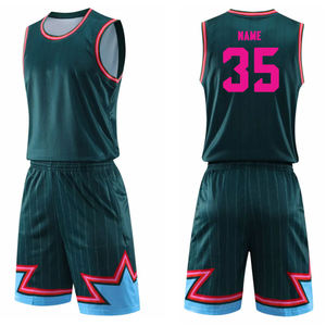 Tela cómoda transpirable Uniforme de baloncesto personalizado Tackle Twill Impresión Rib Cuello redondo Sin mangas Jersey de COSH - Product Image 1