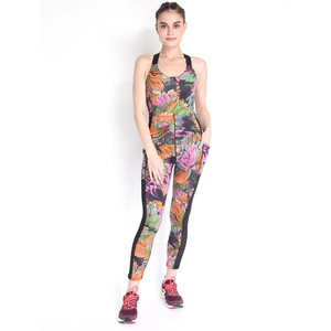 Women Backless Workout <b>Jumpsuits</b> One Piece Sleeveless Gym Rompers <b>Bodycon</b> Tummy Control Scrunch Shorts Yoga Bodysuit - Product Image 1