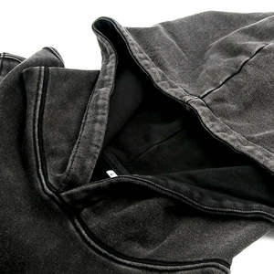 Vintage Unisex Hoodies Custom Design 100% Cotton Heavyweight 600 Gsm Oversized Fleece Cropped Boxy Acid Wash Hoodie <b>Men</b> - Product Image 3