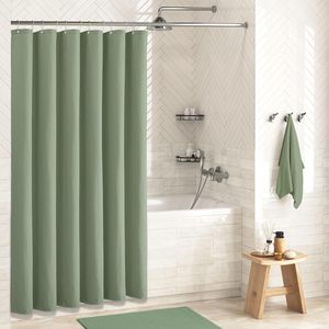 Cortina de Ducha Dynamene Verde Salvia - Cortinas de Ducha de Tela Gruesa con Textura de Waffle para Baño - Product Image 3