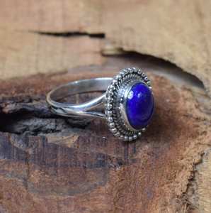 Blue Lapis Lazuli Ring 925 Sterling <b>Silver</b> Oval Gemstone Handmade Jewelry Elegant Gift For Women - Product Image 2