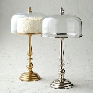 Base Ovalada para Pastel de Aluminio con Cúpula de Cristal, Elegante Pedestal Dorado y Plateado para Exhibición de Postres en Bodas, Eventos y Catering - Product Image 1