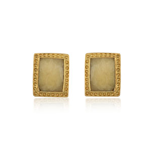 Boucles d'oreilles luxueuses de style vintage en laiton plaqué or avec des pierres précieuses de saphir jaune brillant pour les femmes - Product Image 3