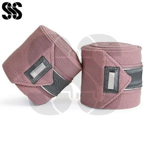 2026 Top Sale Best Quality Custom Equestrian Horse Polar Fleece <b>Leg</b> Wraps <b>Bandages</b> with Hook & Loop Closure Set of 4 - Product Image 3