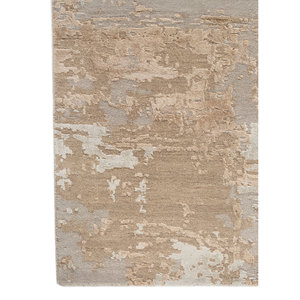 Alfombra de Lana y Seda de Bambú Anudada a Mano Kavi Grey Lu-9031(Fr) con Patrón Abstracto Teoría del Caos para Decoración de Hogar, Pasillo o Habitación, Rectangular - Product Image 4