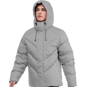 Customized Men's Puffer Jacket <b>with</b> Detachable <b>Hood</b> Lightweight Water Resistant Insulated Winter Puffy <b>Coat</b> - Product Image 6