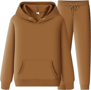 Ensemble de survêtements à capuche en molleton 2 pièces pour homme respirant, écologique, anti-boulochage, impression en relief à motif uni - Product Image 1